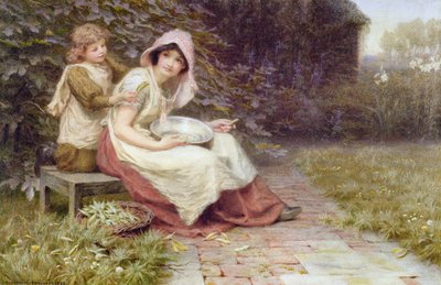 Shelling Peas by Constance Phillott